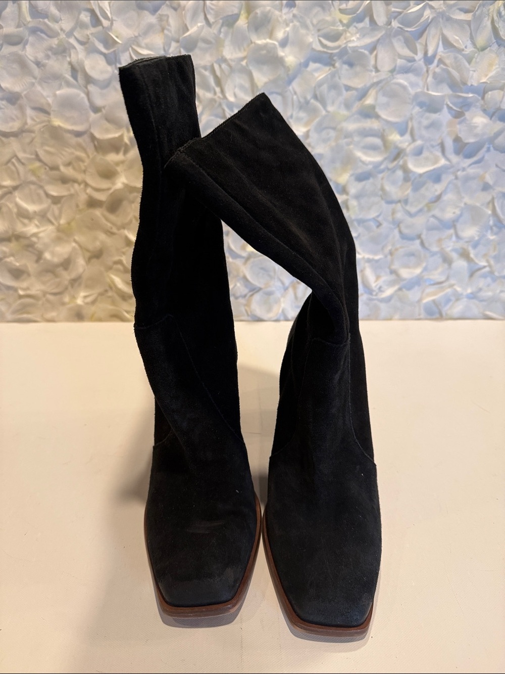 Dolce Vita Black Suede Square Toe Mid-Calf Boots
